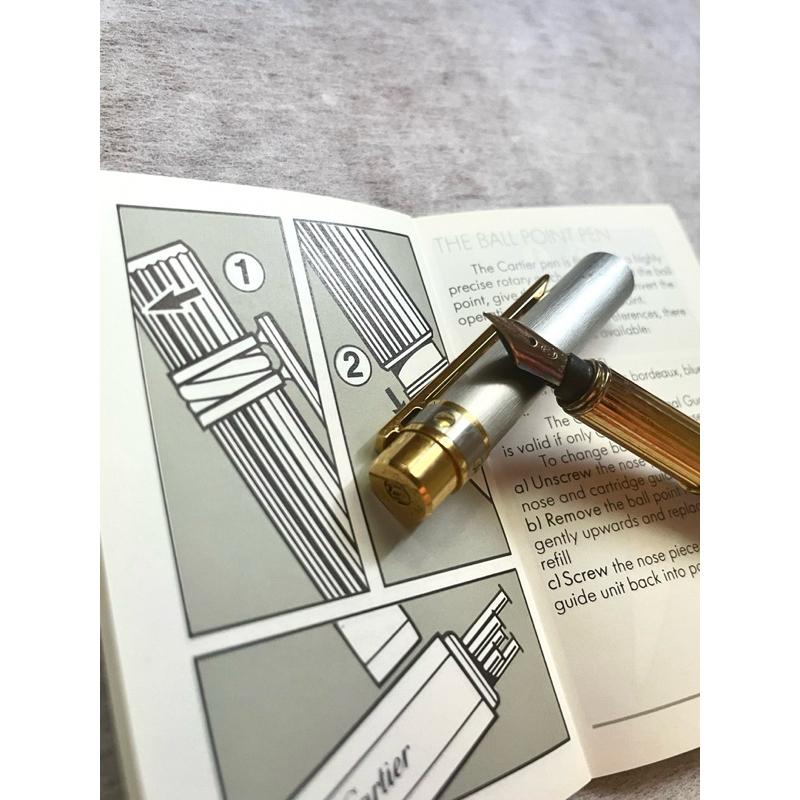 卡地亞18K金筆頭銀灰鋼筆Cartier stylos must pens帶原盒贈半罐德國mont blanc墨水-細節圖4