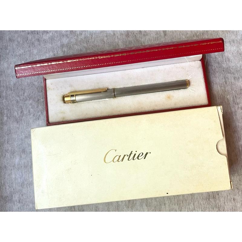 卡地亞18K金筆頭銀灰鋼筆Cartier stylos must pens帶原盒贈半罐德國mont blanc墨水-細節圖5