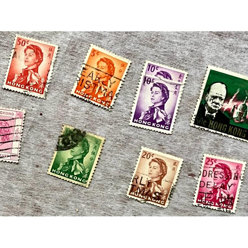 1953年歐洲聖馬利諾 聖馬力諾未使用異形三角形郵票三張、香港郵票英國女王伊莉莎白二世：1973年（一角、二角五分、五角-細節圖7