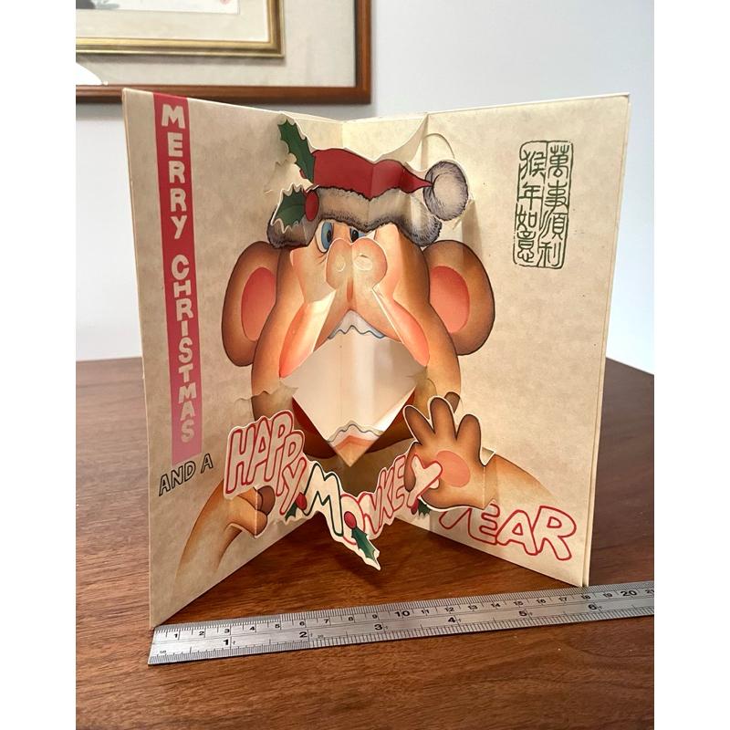 懷舊1980年代立體彈出式祝賀卡片1️⃣鈴蘭花made in Taiwan外銷加拿大2️⃣猴年聖誕卡3️⃣美國製約會卡片-細節圖3