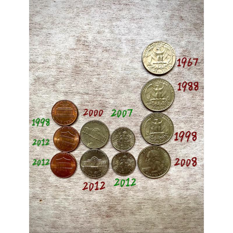 美元硬幣林肯銅板銅幣硬幣美國1⃣️1988年一分2⃣️2012年1分3⃣️2000年五分4⃣️2012年5分-細節圖2