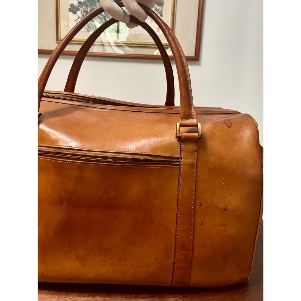 1️⃣卡地亞18K金筆頭銀灰拉絲鋼筆Cartier2️⃣1970年代古董全牛皮HARTMANN經典名牌大型手提箱旅行箱-細節圖3