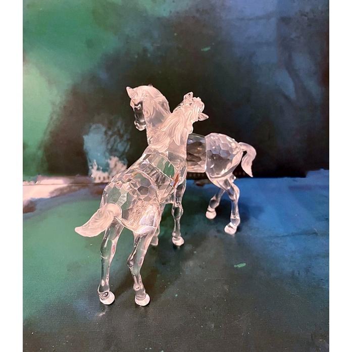 未使用施華洛世奇水晶Swarovski 帶原盒原包裝 緞帶 交頸同心 馬比喻工作夥伴 夫妻 家人高興歡喜同心-細節圖2