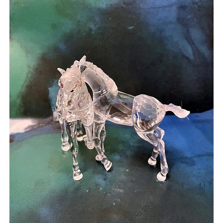 未使用施華洛世奇水晶Swarovski 帶原盒原包裝 緞帶 交頸同心 馬比喻工作夥伴 夫妻 家人高興歡喜同心-細節圖3