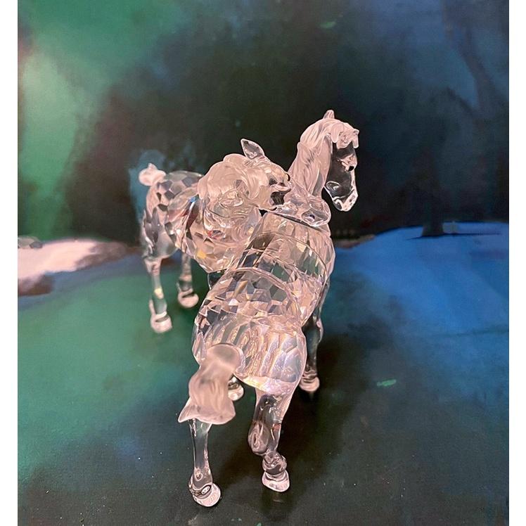 未使用施華洛世奇水晶Swarovski 帶原盒原包裝 緞帶 交頸同心 馬比喻工作夥伴 夫妻 家人高興歡喜同心-細節圖6