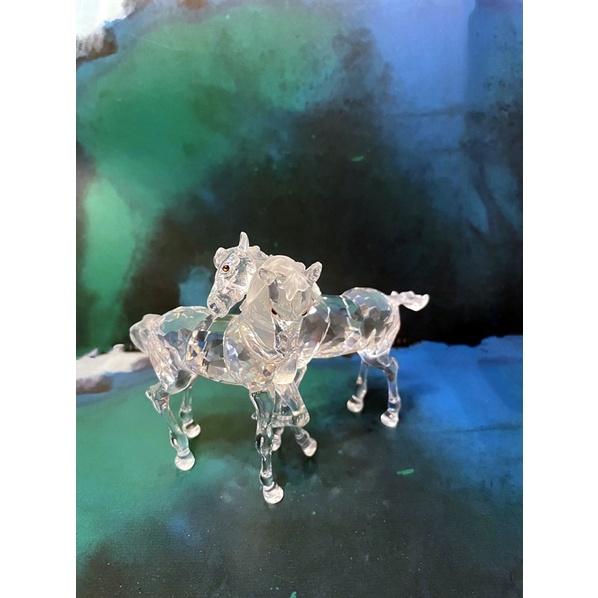 未使用施華洛世奇水晶Swarovski 帶原盒原包裝 緞帶 交頸同心 馬比喻工作夥伴 夫妻 家人高興歡喜同心-細節圖9
