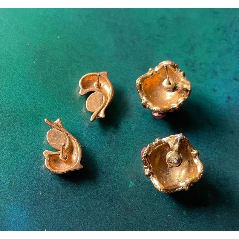 1⃣️台灣名設計師王培浩輕珠寶/月光石/耳針/耳環 耳釘月暈貓眼效果明顯｛Thistle Vintage}-細節圖4