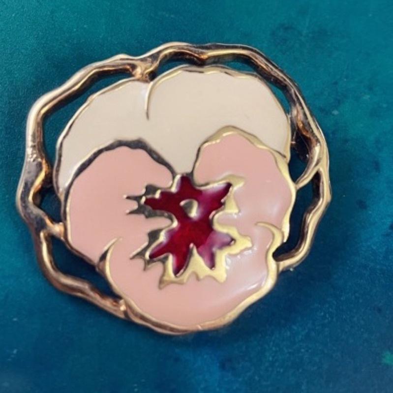 1980年代美國古著別針胸針 1⃣️紅帽仿珠臉部帥氣公仔狗狗金色2⃣️萊茵石珍珠{Thistle Vinta-細節圖4