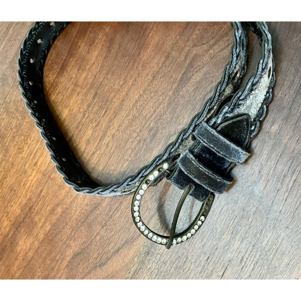 時間淬鍊的絕美孤品✨Vintage古董麂皮皮帶✨一段被時間溫柔收藏的深藍淺藍往事-細節圖4