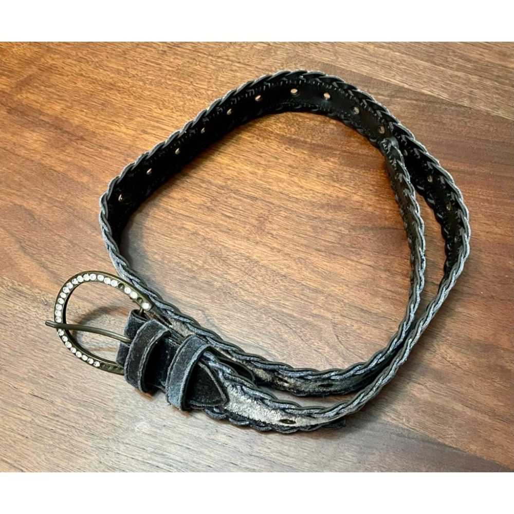 時間淬鍊的絕美孤品✨Vintage古董麂皮皮帶✨一段被時間溫柔收藏的深藍淺藍往事-細節圖5