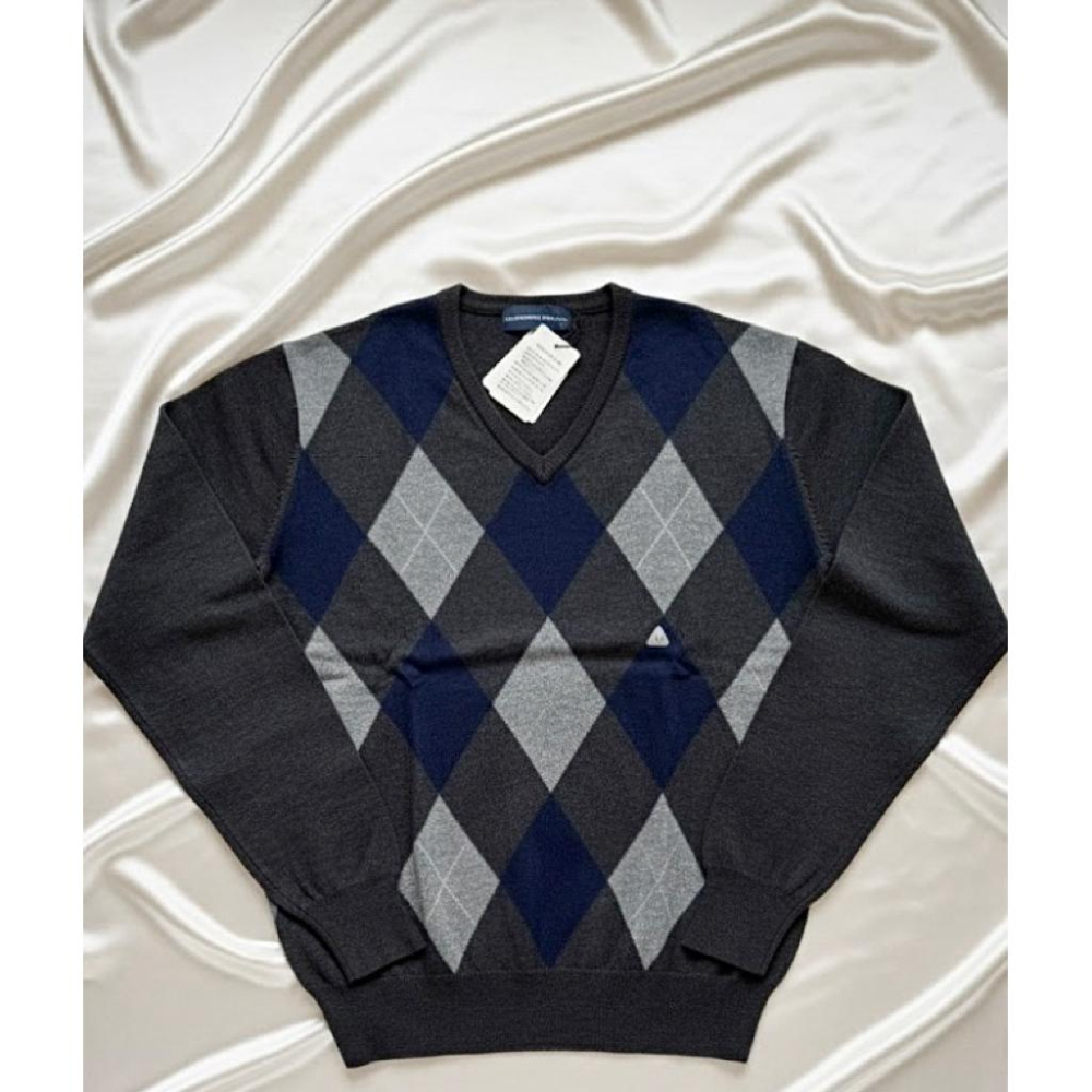 🇯🇵 日本購入✨Christian Orani✨100%頂級羊毛 V領菱格紋套頭毛衣（LL號）-細節圖2