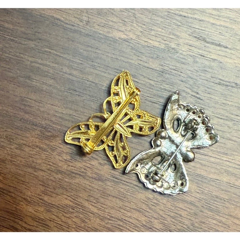 ✨Thistle Vintage✨金銀雙色蝴蝶別針✨金銀各一✨ ✨金澤工藝美學✨日式金箔紋樣胸針 - 典雅東方風情-細節圖2