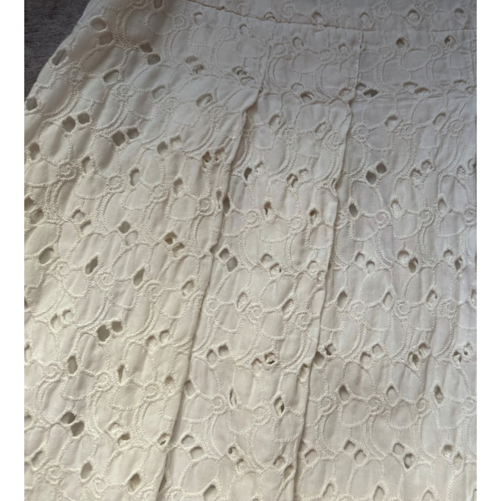 古著✨ Morgan de toi 專櫃✨米白色百褶膝上裙限時搶購✨平量腰圍 36 cm，裙長 51-細節圖3