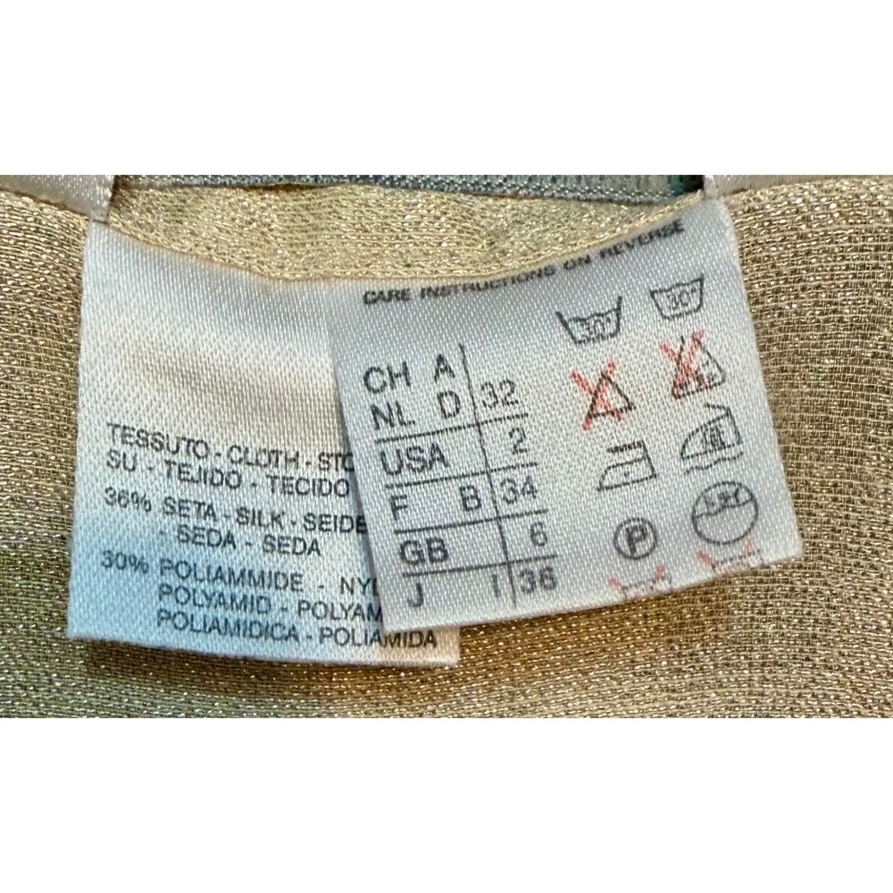 正品 Max Mara 義大利產淺金色絲混紡上衣（210元是上衣 不包含裙子）-細節圖7