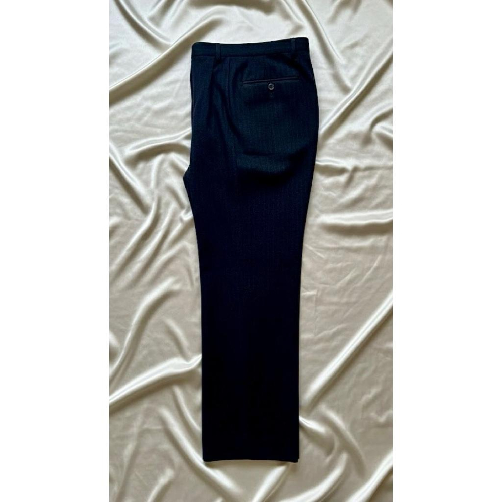 特惠出清✨二手高級純毛料手工縫製長褲西裝褲長褲✨約 30-31 吋腰✨質感極佳的海軍藍✨深藍色✨長褲，面料紮實、垂墜感強-細節圖3