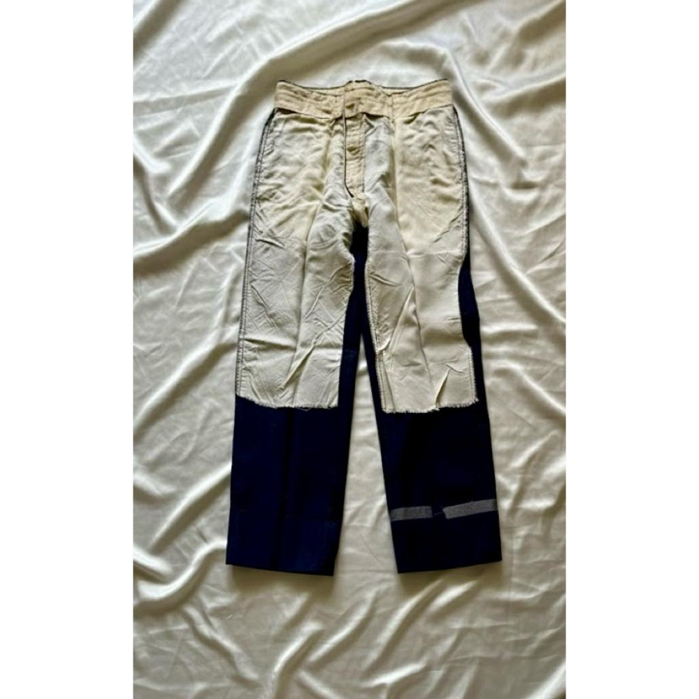 特惠出清✨二手高級純毛料手工縫製長褲西裝褲長褲✨約 30-31 吋腰✨質感極佳的海軍藍✨深藍色✨長褲，面料紮實、垂墜感強-細節圖4