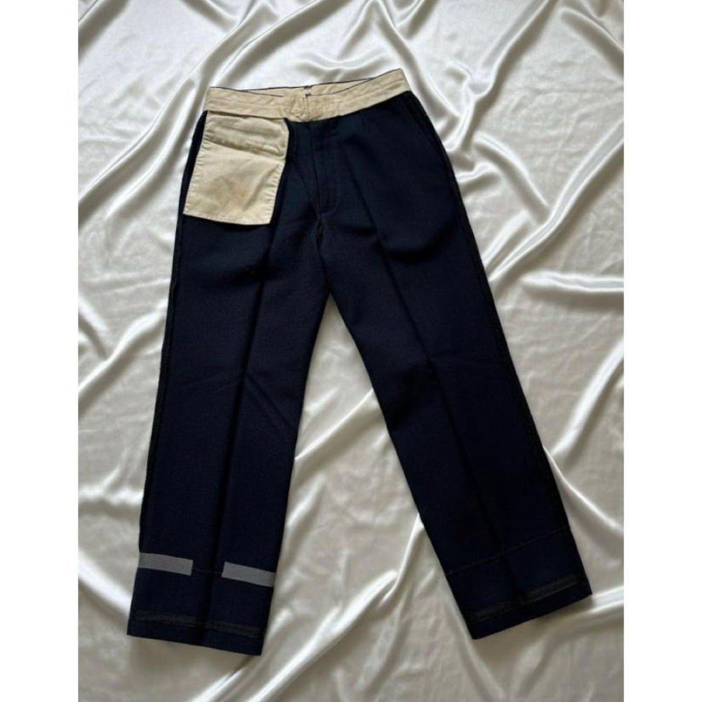 特惠出清✨二手高級純毛料手工縫製長褲西裝褲長褲✨約 30-31 吋腰✨質感極佳的海軍藍✨深藍色✨長褲，面料紮實、垂墜感強-細節圖5