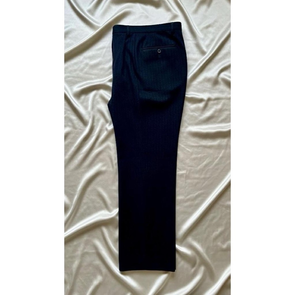 特惠出清✨二手高級純毛料手工縫製長褲西裝褲長褲✨約 30-31 吋腰✨質感極佳的海軍藍✨深藍色✨長褲，面料紮實、垂墜感強-細節圖3