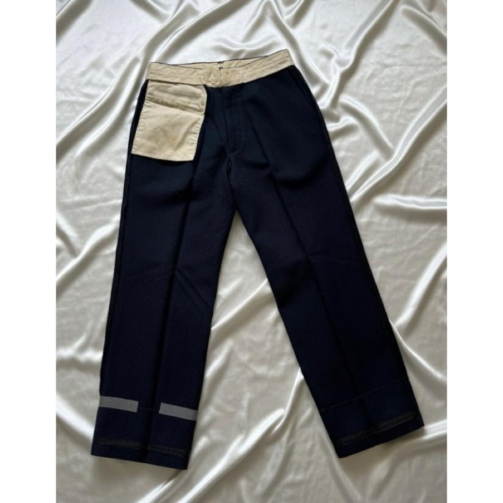 特惠出清✨二手高級純毛料手工縫製長褲西裝褲長褲✨約 30-31 吋腰✨質感極佳的海軍藍✨深藍色✨長褲，面料紮實、垂墜感強-細節圖5