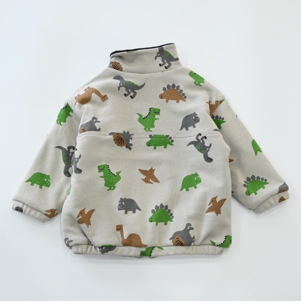 現貨 | 🇯🇵 日系童裝 CHEEK ROOM 知育服 🦕滿印恐龍 搖粒絨外套 加厚保暖 恐龍口袋 內刷毛-細節圖7