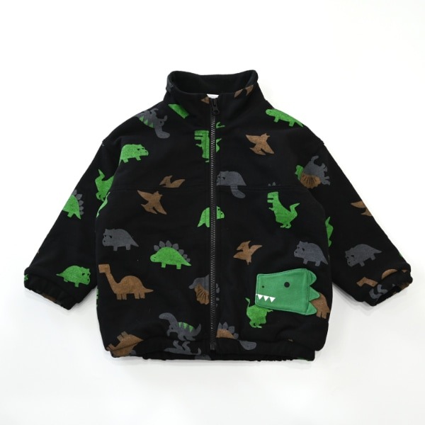 現貨 | 🇯🇵 日系童裝 CHEEK ROOM 知育服 🦕滿印恐龍 搖粒絨外套 加厚保暖 恐龍口袋 內刷毛-規格圖9