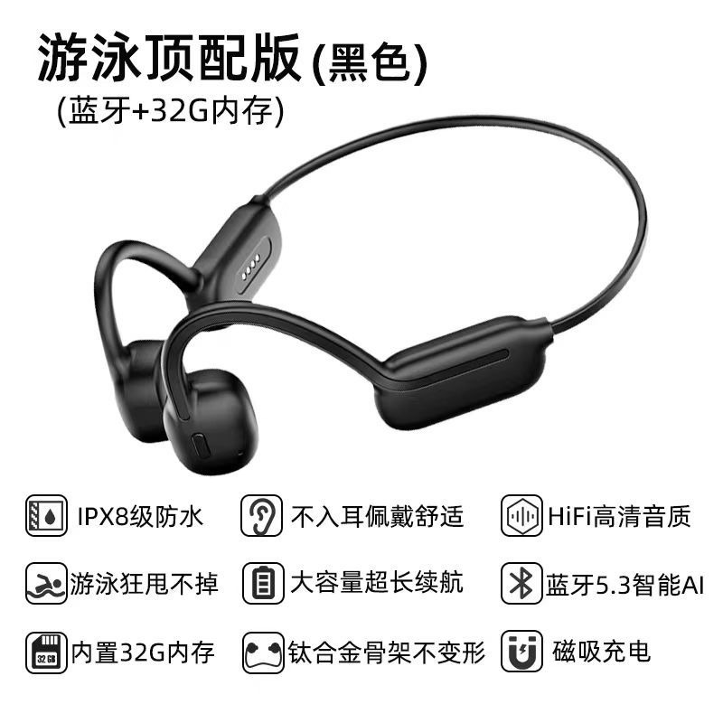 游泳防水骨傳導藍牙耳機掛耳式不入耳32G內存運動無線-規格圖11