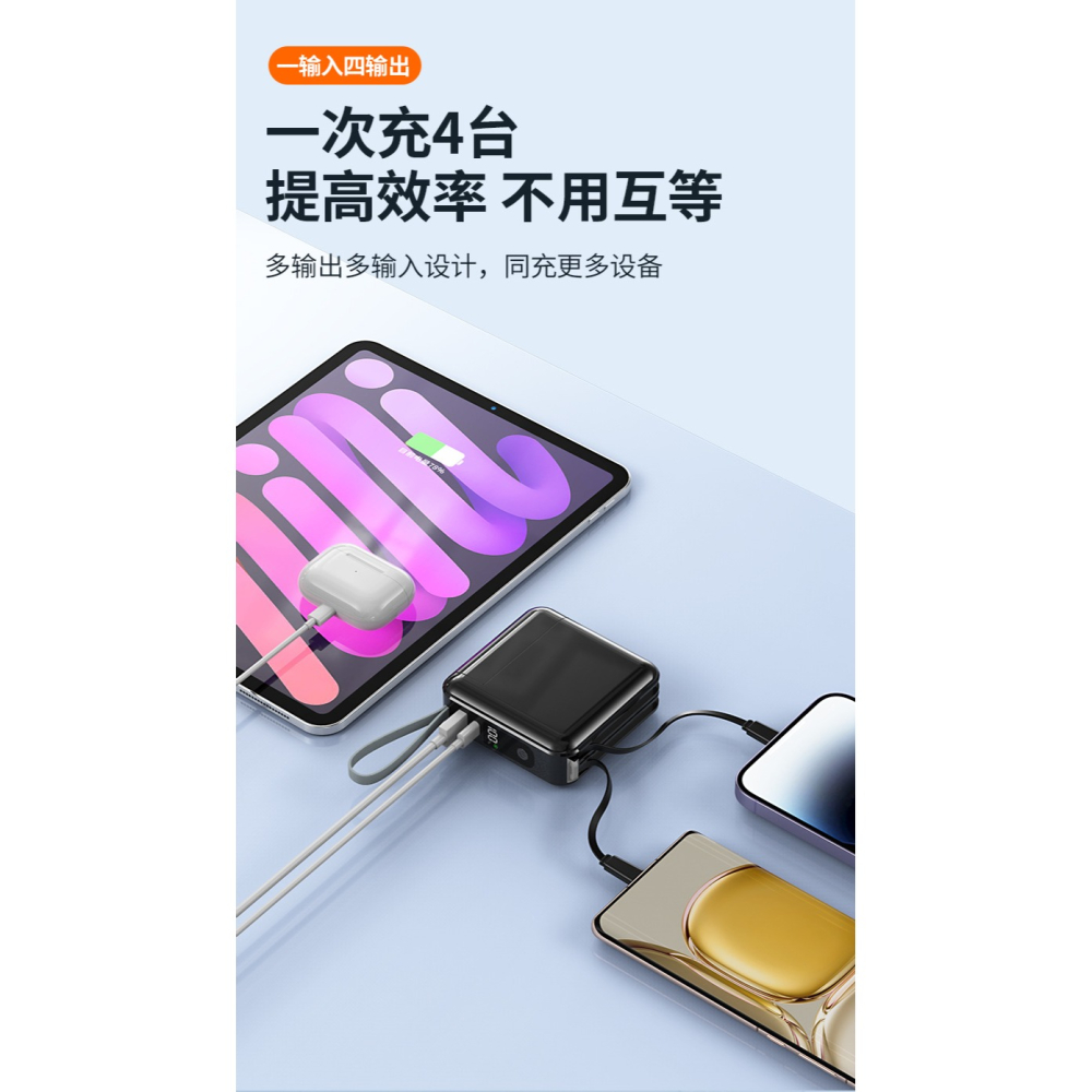 (買即送：隨選質感防水收納包)  跨境AC插頭自備線22.5W超級快充充電寶20000毫安培3C認證行動電源-細節圖7