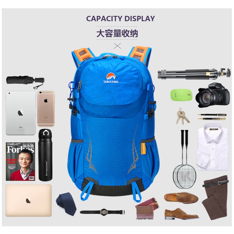 (35L / 有防雨罩) 登山包 實用輕便旅行戶外露營雙肩包徒步包-細節圖6