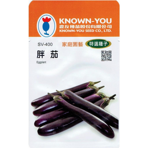 愛上種子 胖茄 茄子Eggplant(SV-400)農友種苗特選種子 果實胖長型 果皮紫亮色 口感細軟綿密