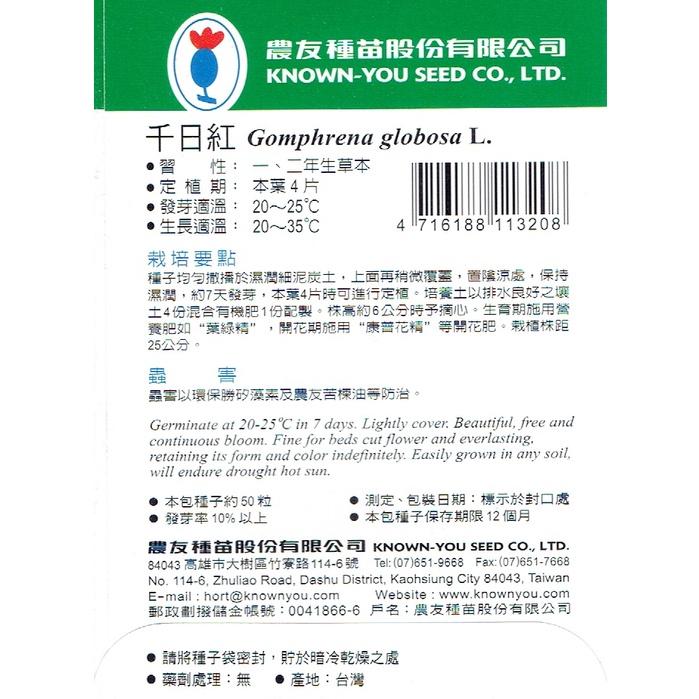 愛上種子 千日紅  農友種苗 花卉種子 有混合色和紫紅色可選擇-細節圖2