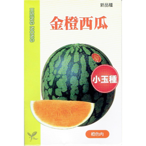 愛上種子 金橙西瓜(小玉種) 橙肉【蔬果種子】興農牌 每包約2ml