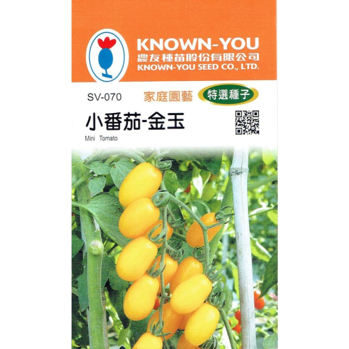 愛上種子 小番茄-金玉【蔬果種子】農友牌 特選小包裝種子 約8粒/包