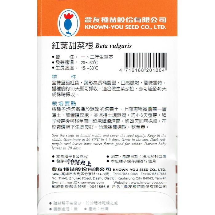 愛上種子 紅葉甜菜根【貝比菜種子】農友牌 貝比菜小包裝種子 約5克/包-細節圖2