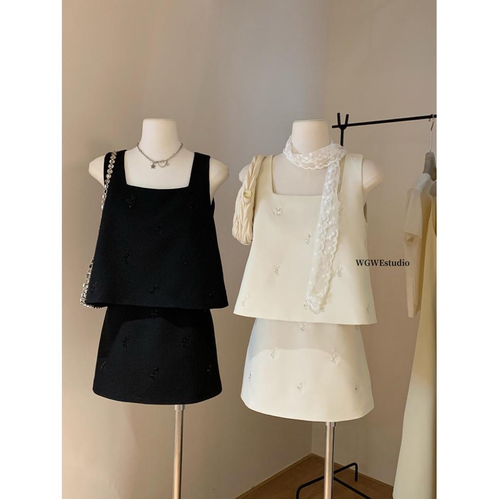 現貨  / 3689老錢風小香風套裝女高級感背心女生套裝女生套裝-細節圖8