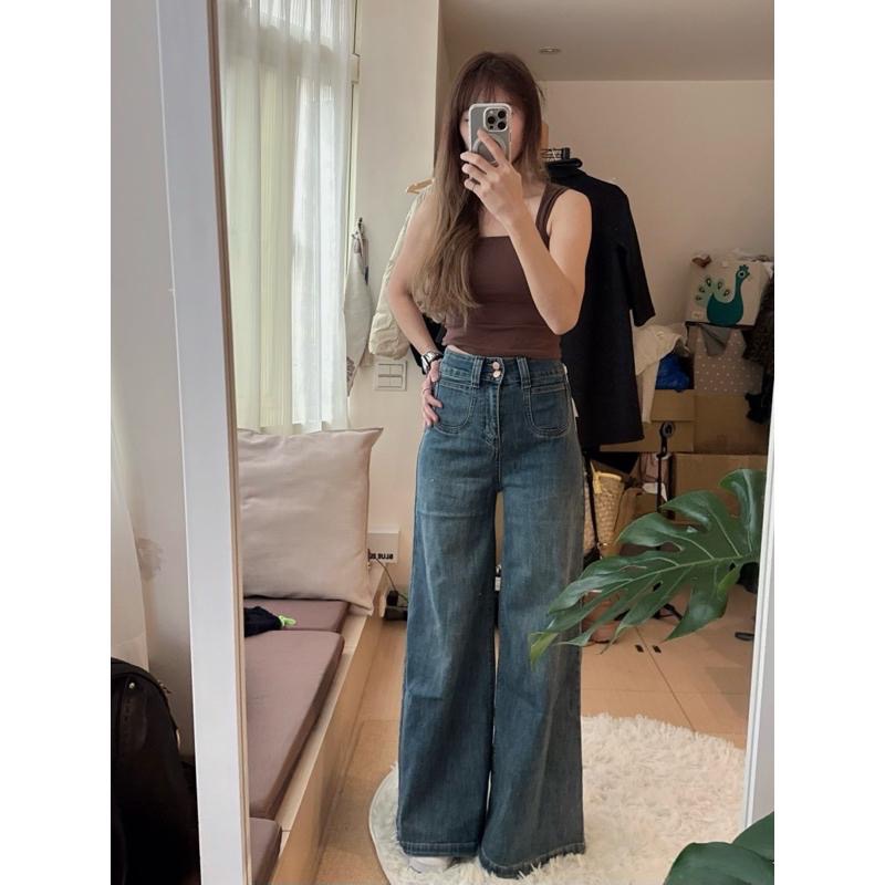 顯瘦神器！高腰牛仔褲寬直筒褲｜時尚長腿女神款 售完不補女生牛仔褲-細節圖3