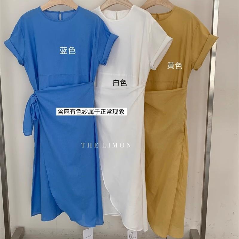 THE LEMON檸檬綠茶2025夏季法式高級感綁帶連衣裙收腰顯瘦中長裙/ 女生套裝-細節圖5