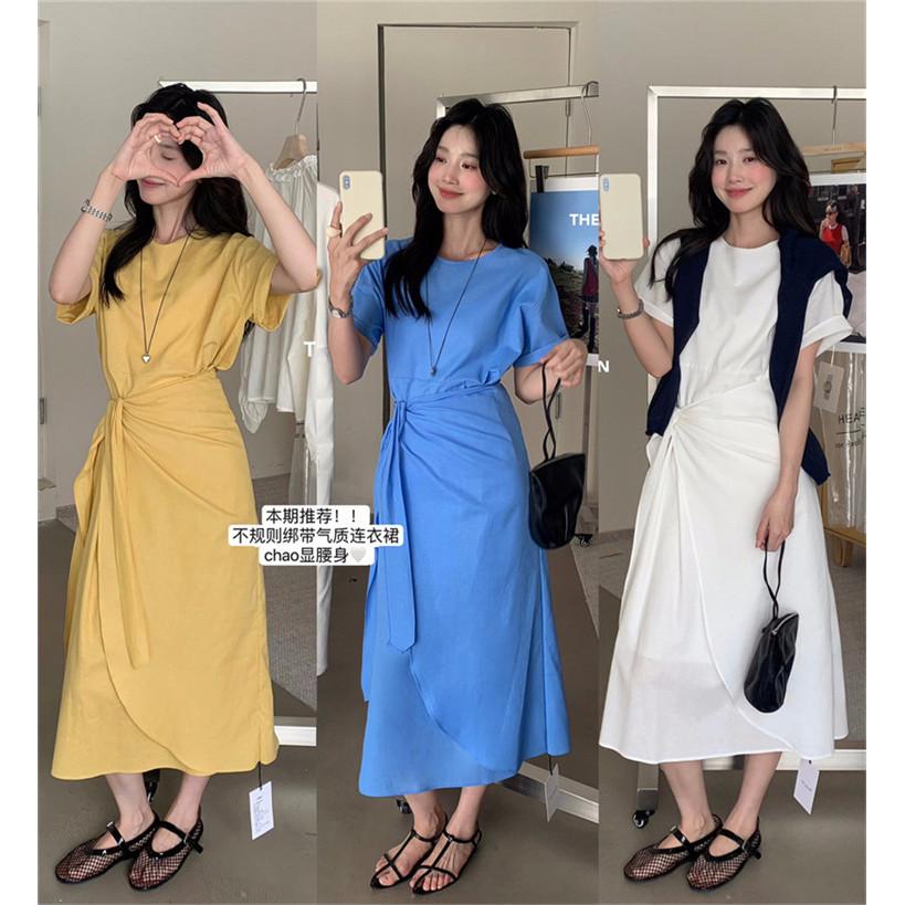 THE LEMON檸檬綠茶2025夏季法式高級感綁帶連衣裙收腰顯瘦中長裙/ 女生套裝-細節圖9
