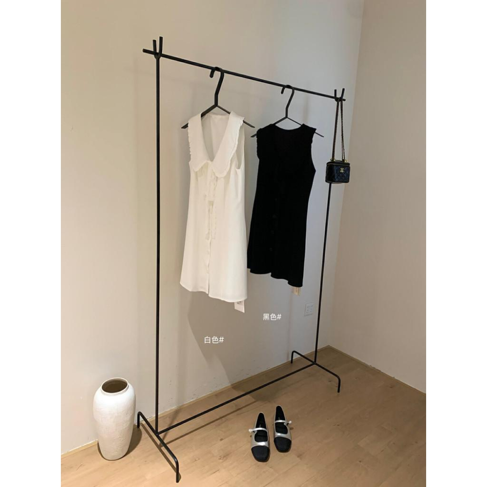 WGWE大花邊法式甜美少女感翻領小收腰無袖連衣裙連衣裙A字裙 女生洋裝 W5869-細節圖6