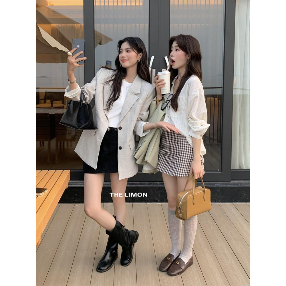 819 the limon檸檬綠茶韓係高級感通懃氣質寬鬆顯瘦休閒小西裝外套女-細節圖4