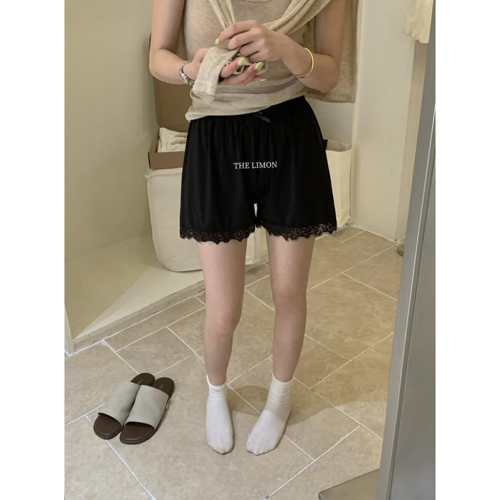 819 the limon檸檬綠茶2025夏季薄款高腰冰絲蕾絲花邊打底褲安全褲女-細節圖2