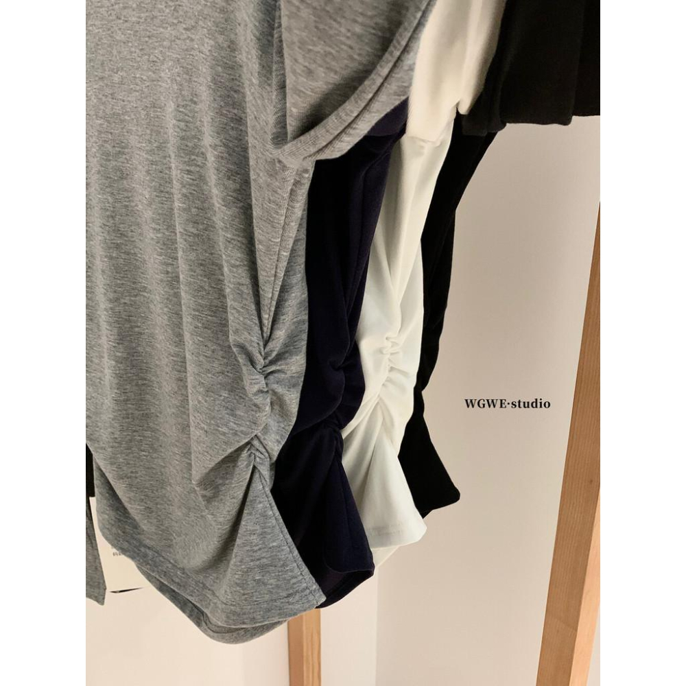 819 WGWE韓係純慾風辣妹露肩斜肩針織衫百搭減齡修身顯瘦長袖T恤W6947-細節圖4