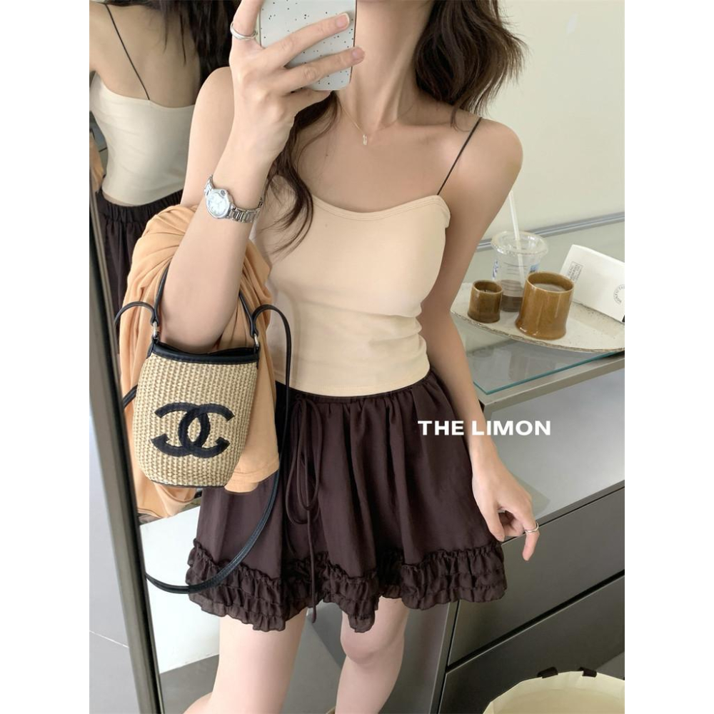 819 THE LIMON檸檬綠茶純色帶胸墊背心弔帶女2025夏內搭打底上衣外穿-細節圖3