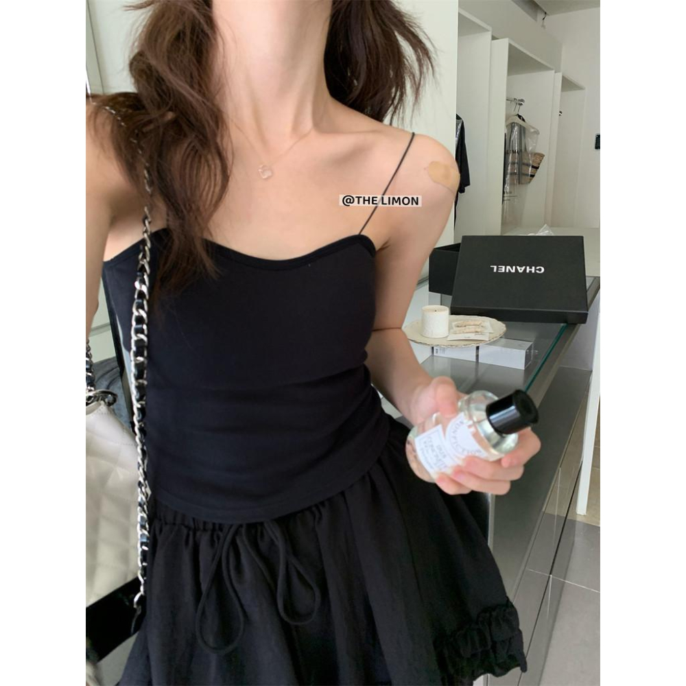 819 THE LIMON檸檬綠茶純色帶胸墊背心弔帶女2025夏內搭打底上衣外穿-細節圖4