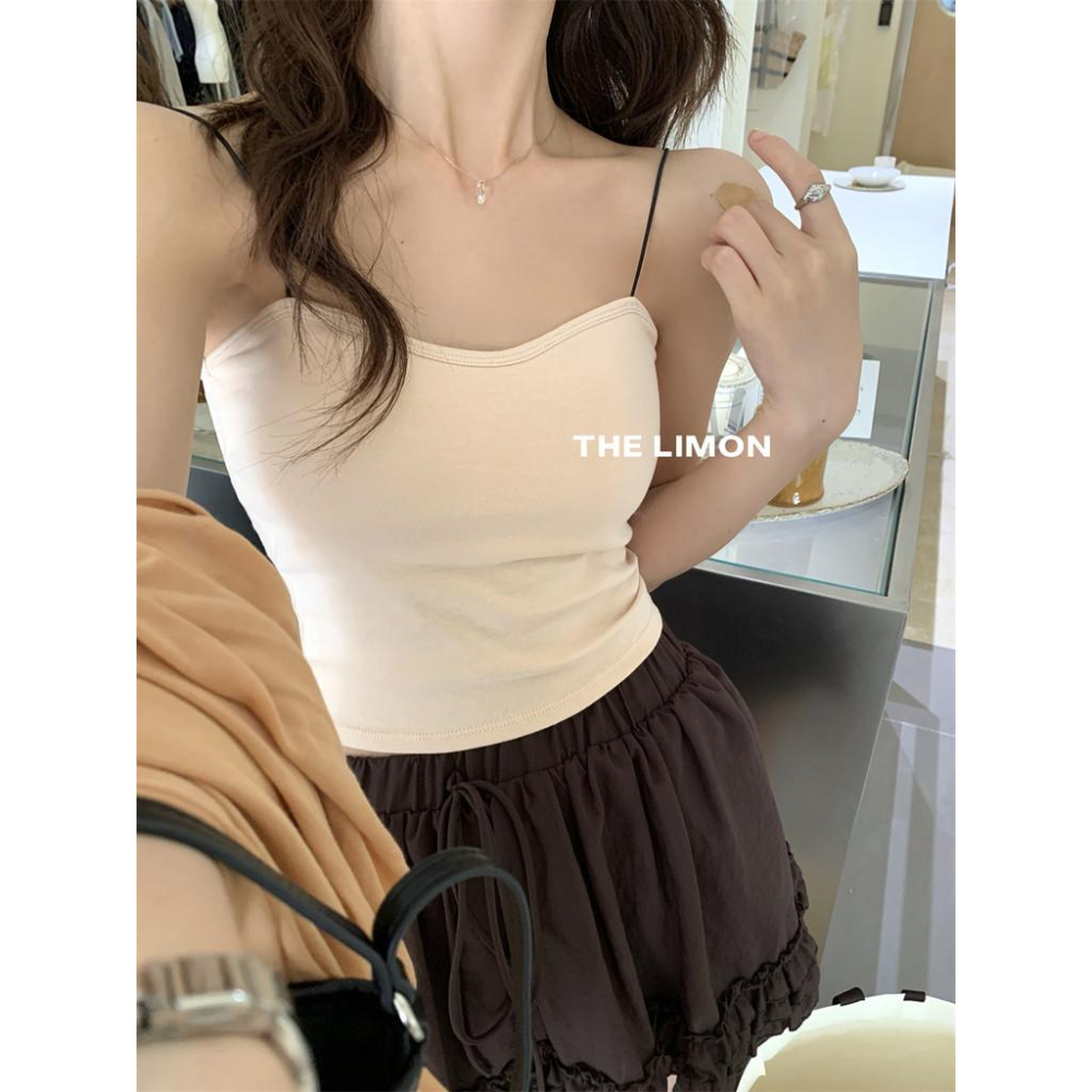 819 THE LIMON檸檬綠茶純色帶胸墊背心弔帶女2025夏內搭打底上衣外穿-細節圖6