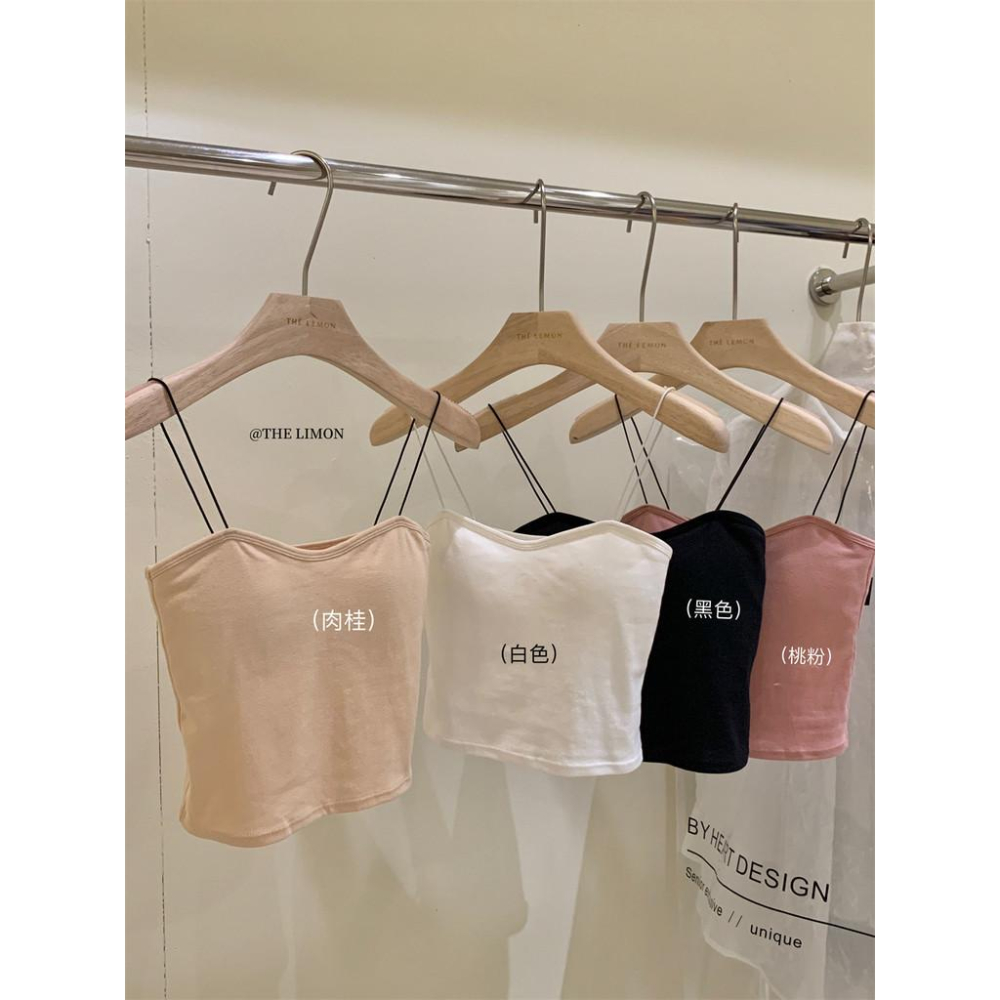 819 THE LIMON檸檬綠茶純色帶胸墊背心弔帶女2025夏內搭打底上衣外穿-細節圖8