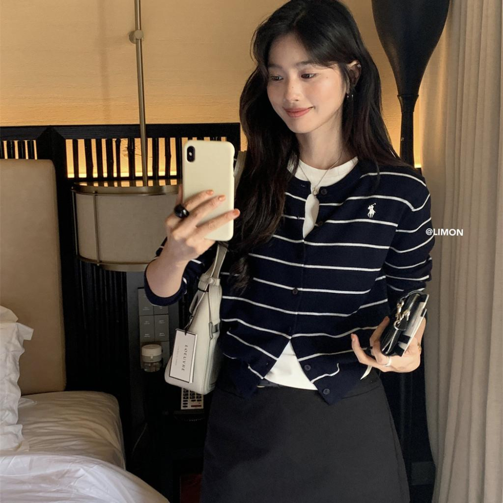 819 THE LIMON檸檬綠茶2025鞦季假兩件針織衫打底衫軟糯毛衣開衫上衣-細節圖2