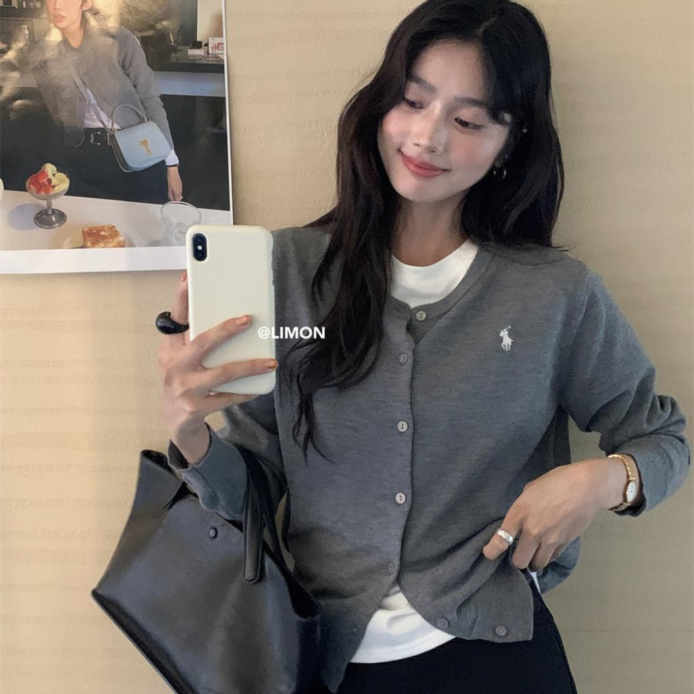 819 THE LIMON檸檬綠茶2025鞦季假兩件針織衫打底衫軟糯毛衣開衫上衣-細節圖3