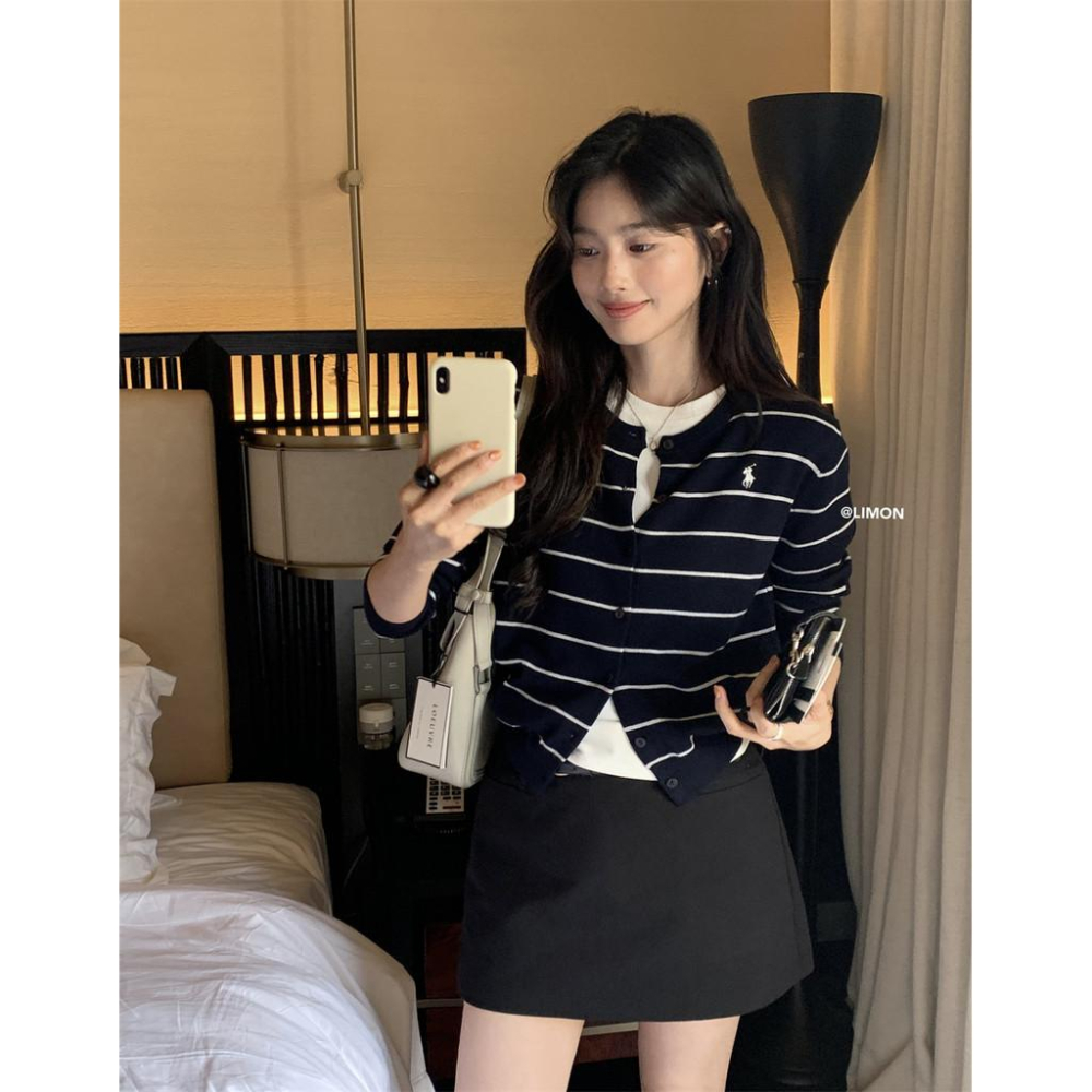 819 THE LIMON檸檬綠茶2025鞦季假兩件針織衫打底衫軟糯毛衣開衫上衣-細節圖7