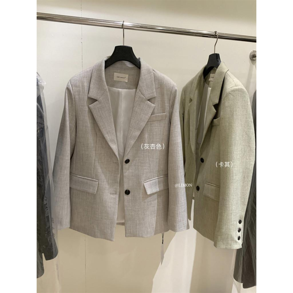 819 THE LIMON檸檬綠茶2025鞦季韓係簡約通懃休閒西裝外套西服上衣女-細節圖9