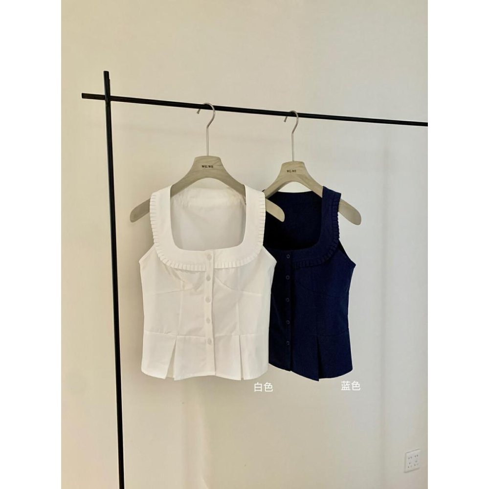 819 WGWE 弔帶背心外穿2025夏季新款露背高級感法式短款無袖小衫W5337-細節圖2